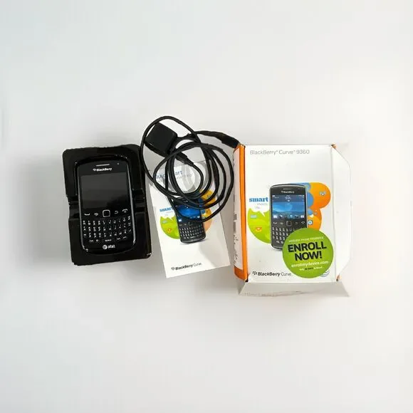 BlackBerry Curve 9360 - Black (AT&T) GSM Qwerty Keyboard With Box And Cases
